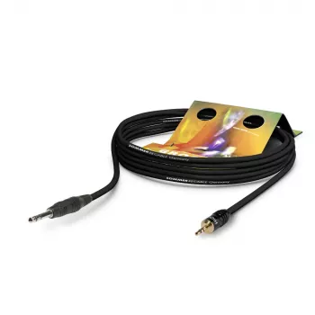Cablu patch/insert Sommer Cable Club Series MKII, 2 x 0,34 mm², mufă jack stereo 6,3 mm la mufă jack mini stereo 3,5 mm, HICON, negru, 0,25 m (CS63-0025-SW)