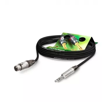 Cablu de microfon Sommer Cable Stage 22 Highflex, 2 x 0,22 mm², mufă XLR mamă 3 pini la jack stereo 6,3 mm, NEUTRIK, negru, 5 m (SGN5-0500-SW)