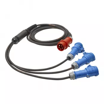 Cablu de distribuție Sommer Cable Titanex, ștecher CEE 16A 5 pini la 3x cuplaj CEE 16A 3 pini, H07RN-F 5 x 2,5 mm², MENNEKES, negru, 5 m (GSH4-525H0500)