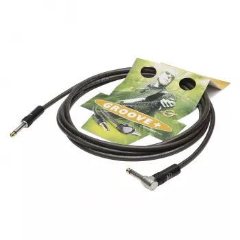 Cablu de instrument Sommer Cable SC-Spirit XXL, 1 x 0,75 mm², mufă jack mono 6,3 mm la mufă jack mono 6,3 mm 90° (NOISEFREE), HICON, negru-transparent, 3 m (SX3C-0300)