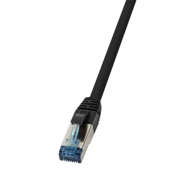 Cablu patch 10G LogiLink Cat.6a S/FTP RJ-45 tată la tată PUR, negru, 5 m