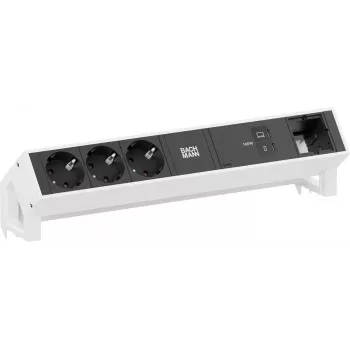 Bachmann DESK2 3x Schuko 1x USB-C 100W 1x slot modul 0,2 m RAL9010