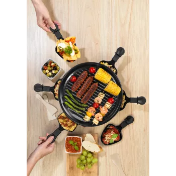 Grill Raclette de masă Giles & Posner EK4511GV2VDE 1200 W 8 persoane negru/argintiu