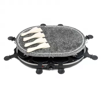 Grill Raclette de masă cu piatră Giles & Posner EK1872GV2VDE 1200W pentru 8 persoane negru/gri