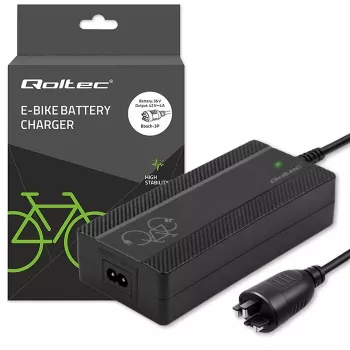 Qoltec Încărcător rapid pentru bicicletă electrică și scuter 36V | 42V | 4A | Ștecher Bosch + Cablu de alimentare