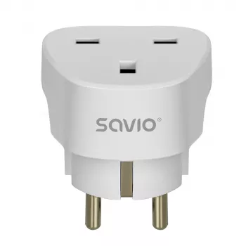 Adaptor de călătorie SAVIO priză UK - ștecher EU alb