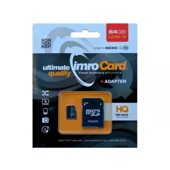 Card de memorie Imro microSDXC 64 GB + adaptor SD UHS-I U3 V30