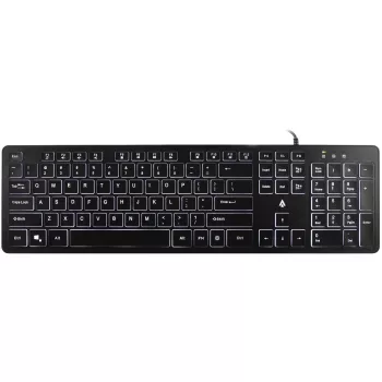 Tastatură cu membrană USB cu fir iluminată Accura Artesia ACC-K1408, QWERTY full-size, LED multicolor, neagră