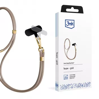 3mk EasyClip Elite Șnur telefon, nailon/aliaj de zinc, Taupe (auriu)