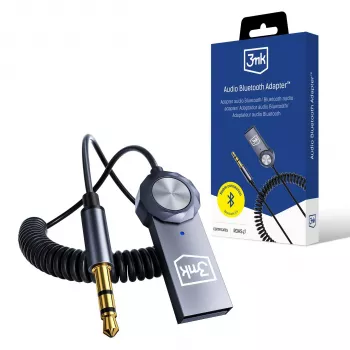 3mk Audio Adaptor Bluetooth - receptor Bluetooth 5.0 cu AUX 3,5 mm, USB-C, baterie 10 h, negru