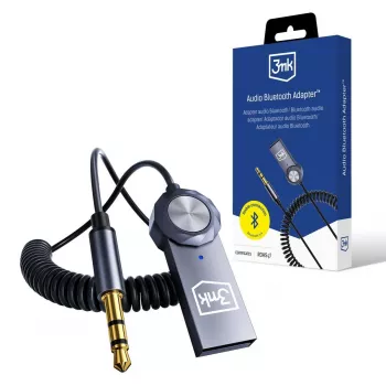 3mk Audio Adaptor Bluetooth - receptor Bluetooth 5.0 cu AUX 3,5 mm, USB-C, baterie 10 h, negru