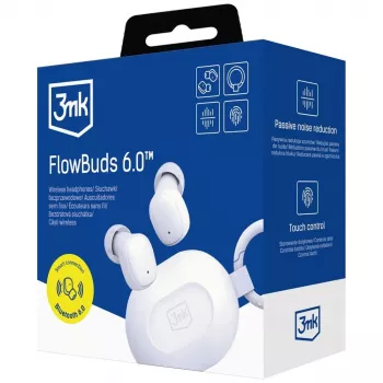 Căști True Wireless Stereo 3MK FlowBuds 6.0 Bluetooth 5.3 albe