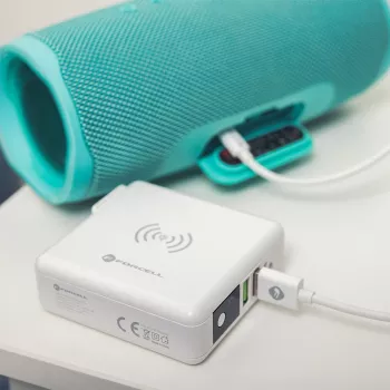 Încărcător wireless FORCELL F-ENERGY 4-in-1 15W cu porturi USB/USB-C și power bank 8000mAh