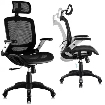 Scaun ergonomic de birou MOZOS ERGO-C Premium cu spătar din mesh, negru