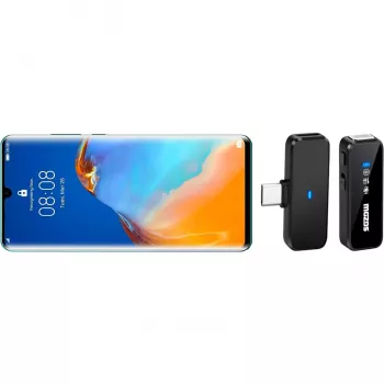 Set de microfoane lavalieră wireless MOZOS MX2-DUAL pentru telefoane, 2 microfoane, 2,4 GHz, USB-C