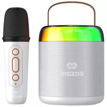 Microfon karaoke cu boxă Bluetooth MOZOS MK alb