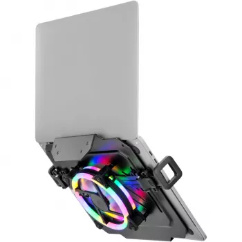 Platformă pentru laptop MOZOS LP-RGB pentru suporturi de birou, VESA 75x75/100x100, negru, iluminare RGB