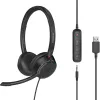 Căști USB MOZOS KL201 cu microfon, on-ear, negre
