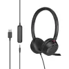 Căști USB MOZOS KL201 cu microfon, on-ear, negre