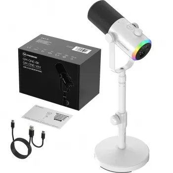 Microfon dinamic MOZOS GM-ONE alb USB XLR RGB LED