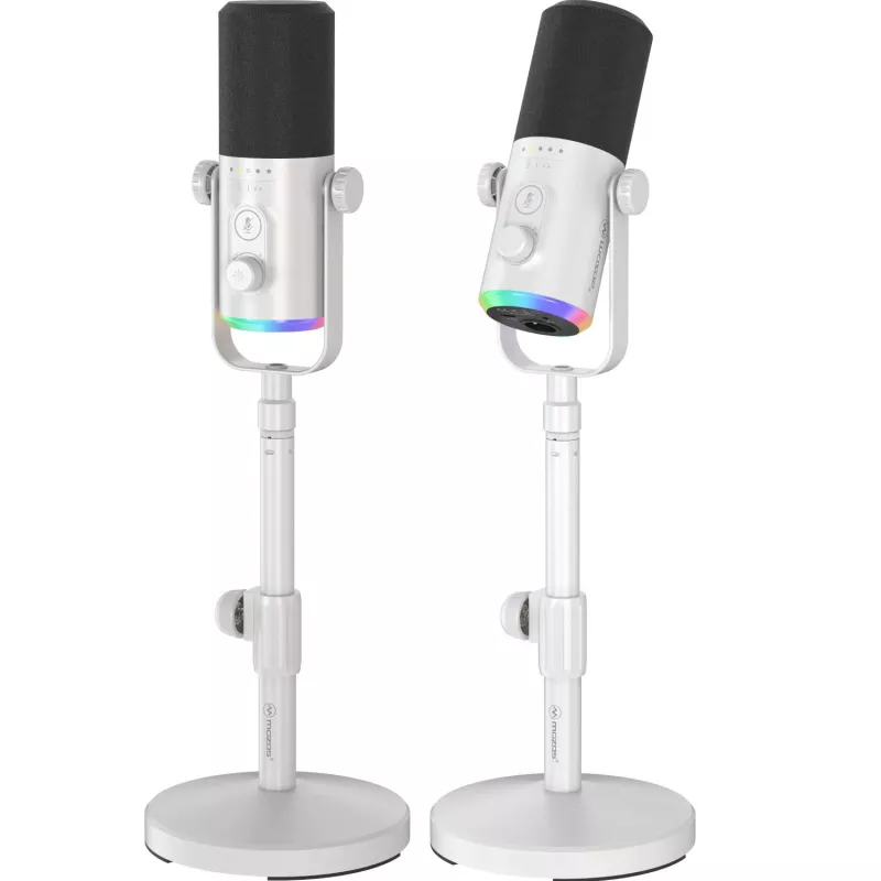 Microfon dinamic MOZOS GM-ONE alb USB XLR RGB LED