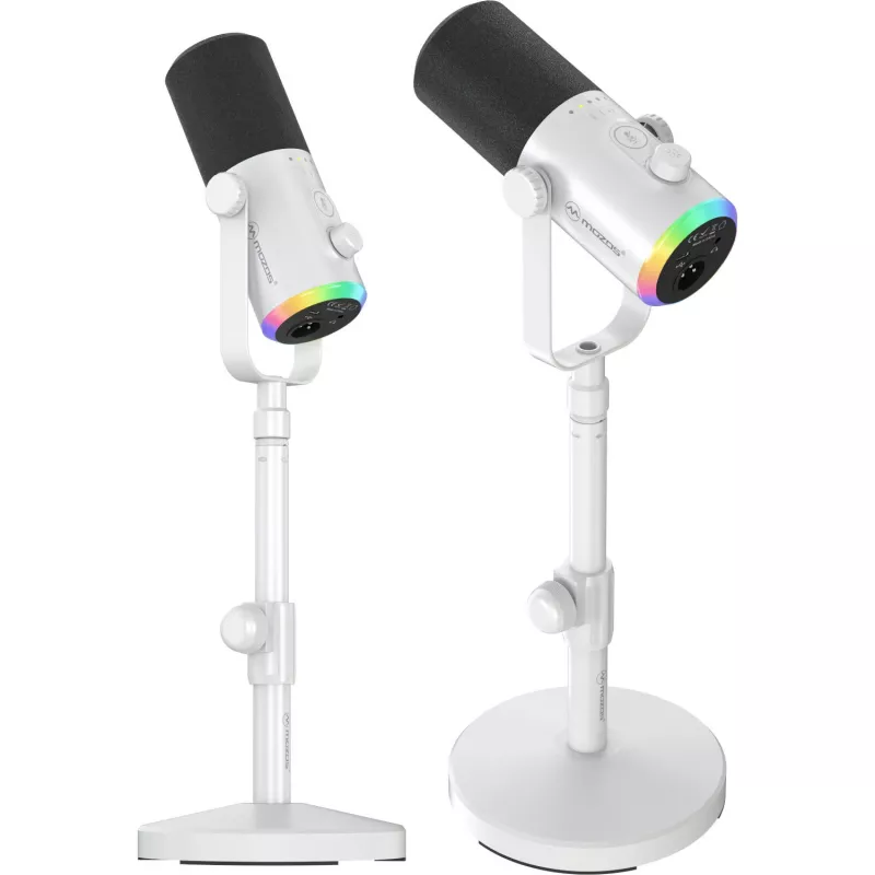 Microfon dinamic MOZOS GM-ONE alb USB XLR RGB LED