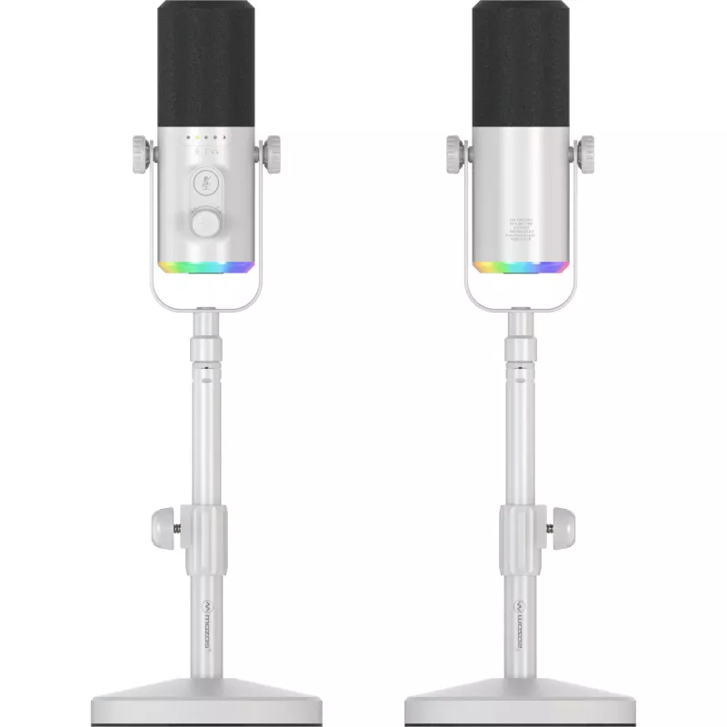 Microfon dinamic MOZOS GM-ONE alb USB XLR RGB LED
