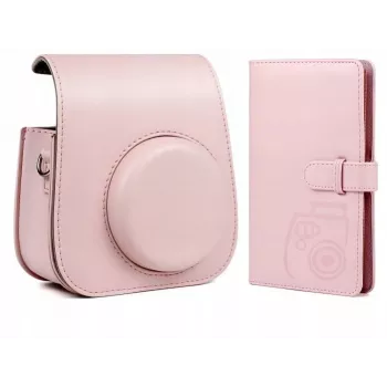 LOVEINSTANT set 2 în 1: husă de protecție și album foto pentru Fuji Instax Mini 11 - roz