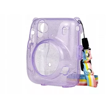 LOVEINSTANT Protective Case for Fujifilm Instax Mini 11 - Transparent Purple Glitter