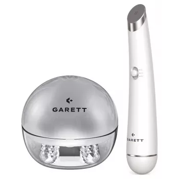 Aparat multifuncțional de îngrijire a feței și ochilor Garett Beauty Pretty Face + Glow Eye White cu terapie LED, curățare, masaj
