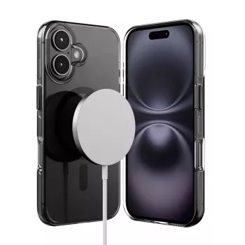 Husă Crong Clear MAG Pro pentru Apple iPhone 16, MagSafe, neagră