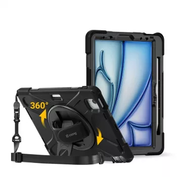 Husă Crong Defender Plus pentru iPad Air 11 inch M3 (2025) / M2 (2024), neagră