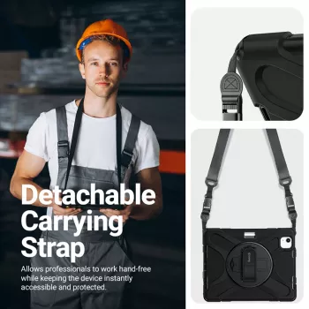 Husă Crong Defender Plus pentru iPad Air 11 inch M3 (2025) / M2 (2024), neagră