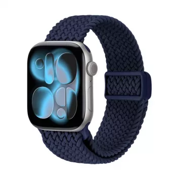 Crong Wave Band Curea de ceas din material textil împletit pentru Apple Watch 38/40/41/42 mm (albastru navy)