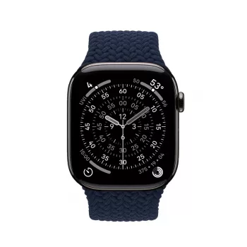 Curea Solo Loop din nailon împletit Crong Wave Band pentru Apple Watch 44/45/46/49 mm (Navy Blue)