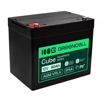 Acumulator GREEN CELL Greencell AGM VRLA 12V 80Ah fără întreținere pentru UPS, cântare, rulote (260x168x216mm)