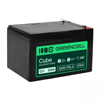 Acumulator Greencell AGM VRLA 12V 12Ah fără întreținere pentru case de marcat, jucării, camere foto (151x98,5x95mm)