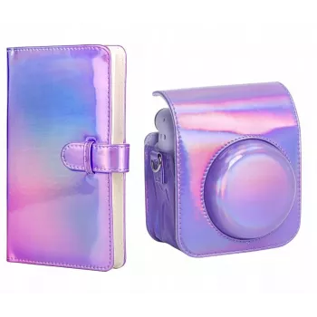 Husă LOVEINSTANT pentru Fujifilm Instax Mini 12 + album foto pentru 96 de fotografii / Sparkle Purple