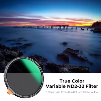 Filtru ND variabil K&F Concept ND2-ND32 82mm True Color MRC Nano X