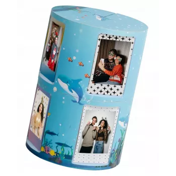Ramă foto pliabilă în formă de cub LOVEINSTANT pentru 24 fotografii Instax Mini - Sea Blue