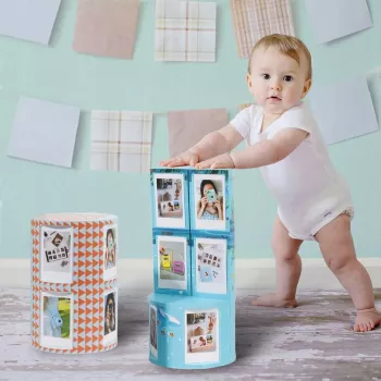 Ramă foto pliabilă în formă de cub LOVEINSTANT pentru 24 fotografii Instax Mini - Sea Blue