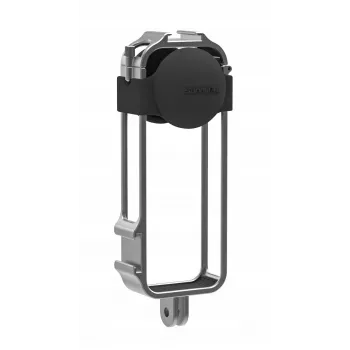 Carcasă de protecție cu cadru SUNNYLIFE cu 2 suporturi cold shoe și capac de obiectiv din silicon pentru Insta360 X4 (Negru)