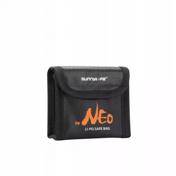 Geantă de depozitare ignifugă pentru baterii LiPo SUNNYLIFE pentru DJI Neo / Neo 2, capacitate 3 baterii, neagră