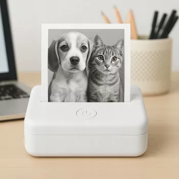Imprimantă termică Bluetooth LOVEINSTANT X6 pentru fotografii, etichete, notițe, autocolante, aplicație AI, albă