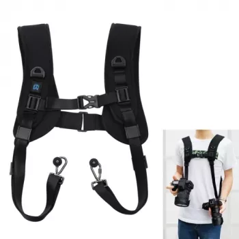 Ham PULUZ Dual Camera pentru 2 camere DSLR, eliberare rapidă, bretele reglabile, negru (PU6002)