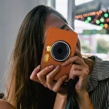 Husă de protecție pentru cameră LOVEINSTANT pentru Kodak Mini Shot 2 / Era MS200 - maro