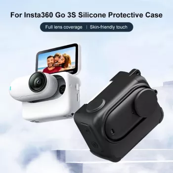 Carcasă de protecție din silicon PULUZ cu capac obiectiv pentru Insta360 GO 3 / GO 3S - neagră (PU772B)