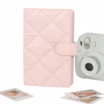 Album LOVEINSTANT pentru 108 fotografii compatibil cu Fujifilm Instax Mini 12 40 11 9 8 7 Evo Liplay Link / roz matlasat