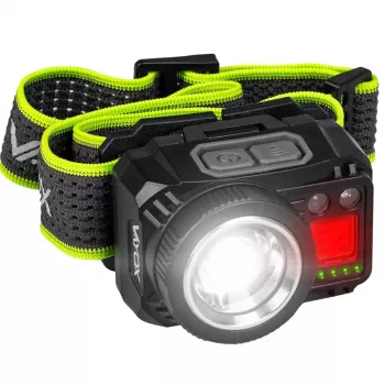 VAYOX VA0098 Rechargeable Headlamp, 500 lm, Zoom, Motion Sensor, Hybrid Power (1200 mAh / AAA)