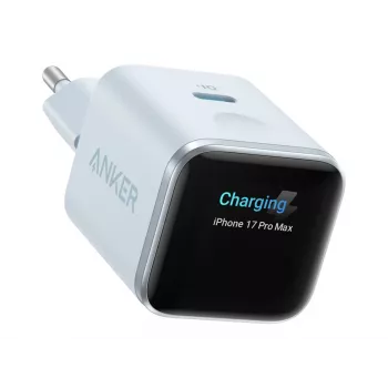 Încărcător ANKER Nano Charger 45W GaN 1x USB-C ActiveShield 5.0 Touchsensor iPhone Recognition SmartDisplay albastru pastel